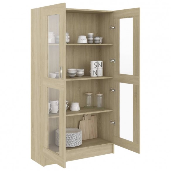 Armoire à vitrine Chêne sonoma 82,5x30,5x150 cm Aggloméré