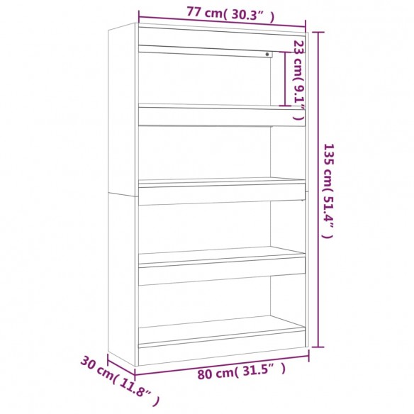 Bibliothèque/Cloison blanc 80x30x135 cm bois d'ingénierie