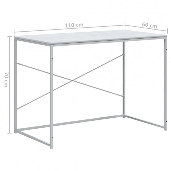 Bureau d'ordinateur Blanc 110x60x70 cm Aggloméré