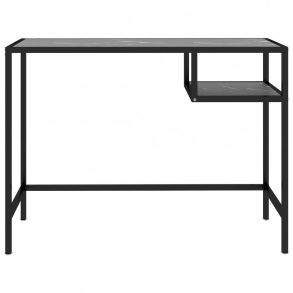 Bureau d'ordinateur Marbre noir 100x36x74 cm Verre trempé