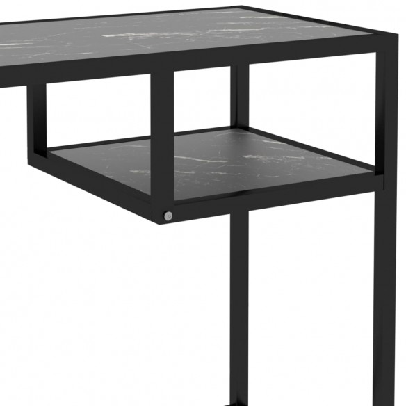 Bureau d'ordinateur Marbre noir 100x36x74 cm Verre trempé