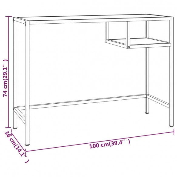 Bureau d'ordinateur Marbre noir 100x36x74 cm Verre trempé