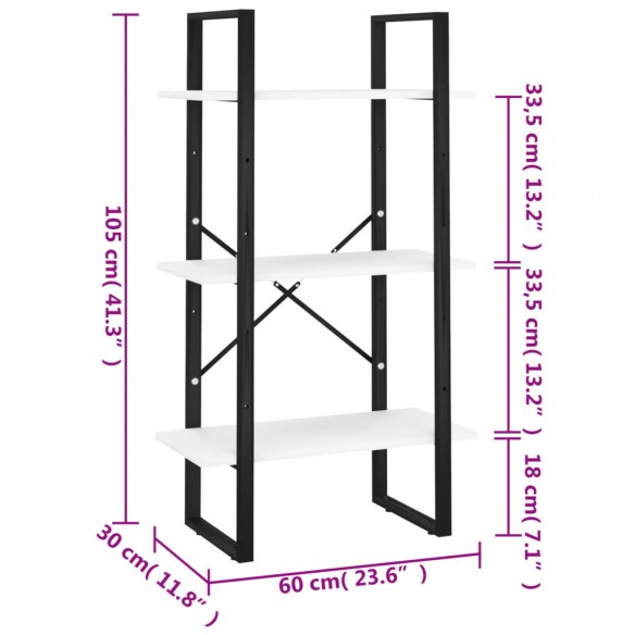 Étagère de rangement Blanc 60x30x105 cm Aggloméré