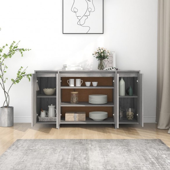 Buffet Sonoma gris 135x41x75 cm Aggloméré