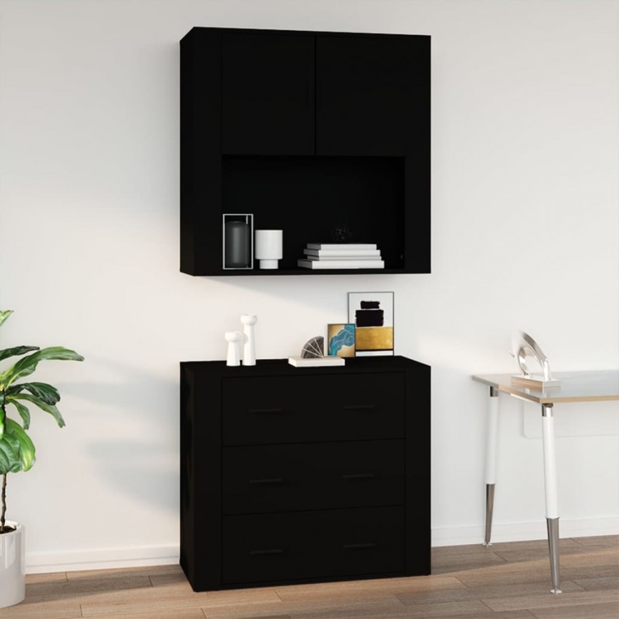 Armoire murale Noir 80x33x80 cm Bois d'ingénierie