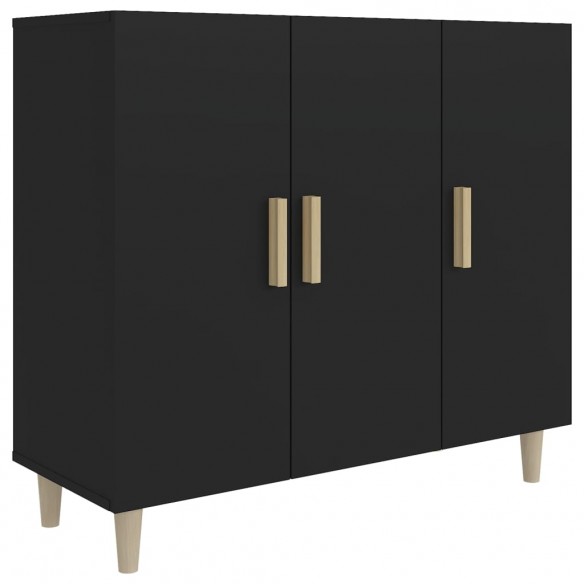 Buffet noir 90x34x80 cm bois d'ingénierie