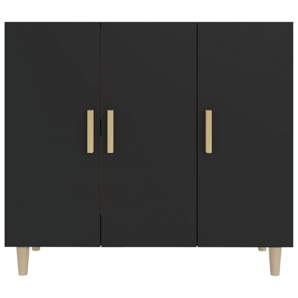 Buffet noir 90x34x80 cm bois d'ingénierie