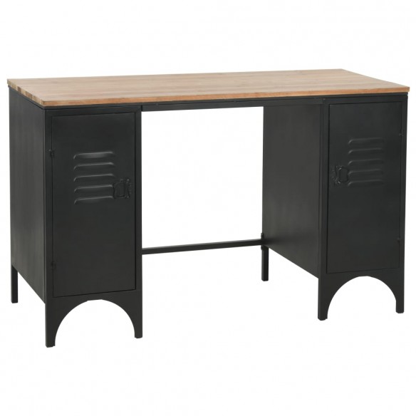 Bureau à double piédestal Bois de sapin et acier 120x50x76 cm