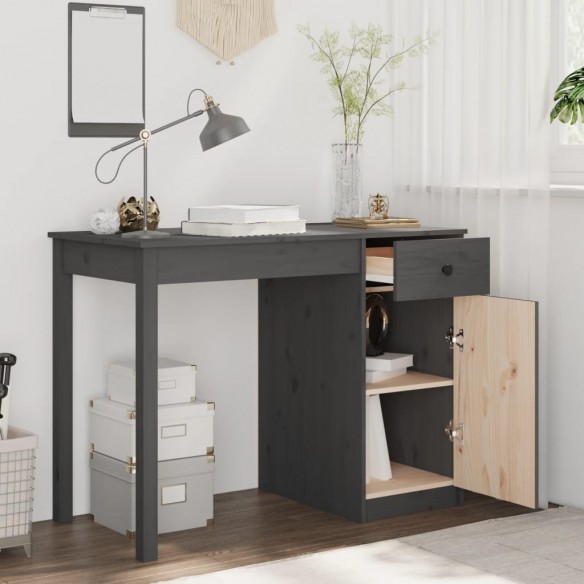 Bureau Gris 100x50x75 cm Bois massif de pin