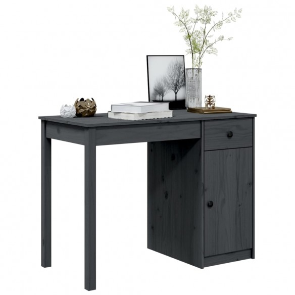 Bureau Gris 100x50x75 cm Bois massif de pin