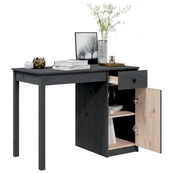 Bureau Gris 100x50x75 cm Bois massif de pin