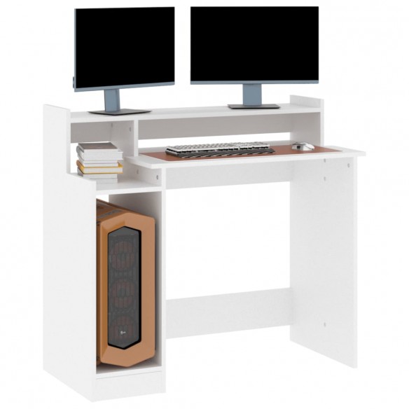 Bureau avec lumières LED Blanc 97x45x90 cm Bois d'ingénierie