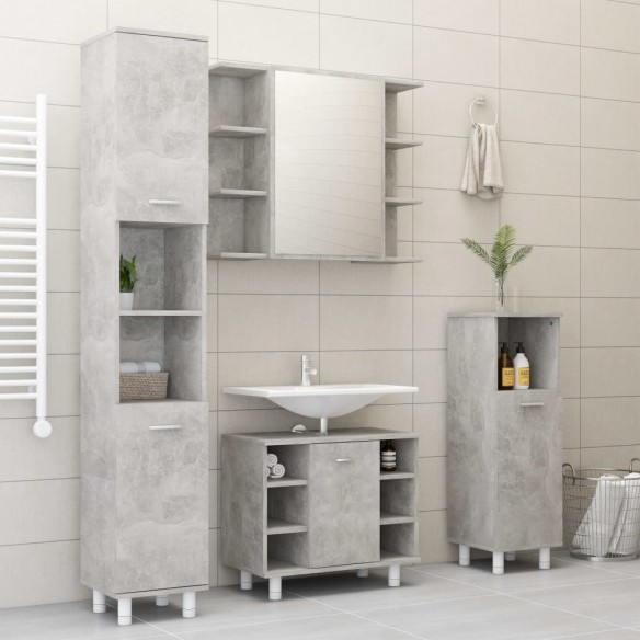 Armoire à miroir de bain Gris béton 80x20,5x64 cm Aggloméré