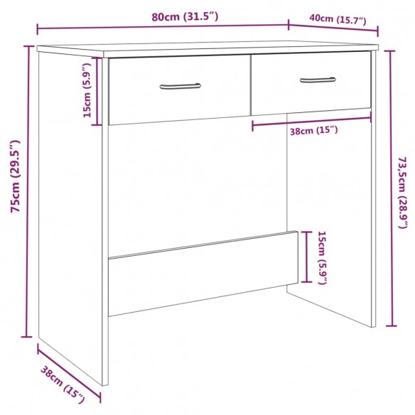 Bureau Chêne marron 80x40x75 cm Bois d'ingénierie