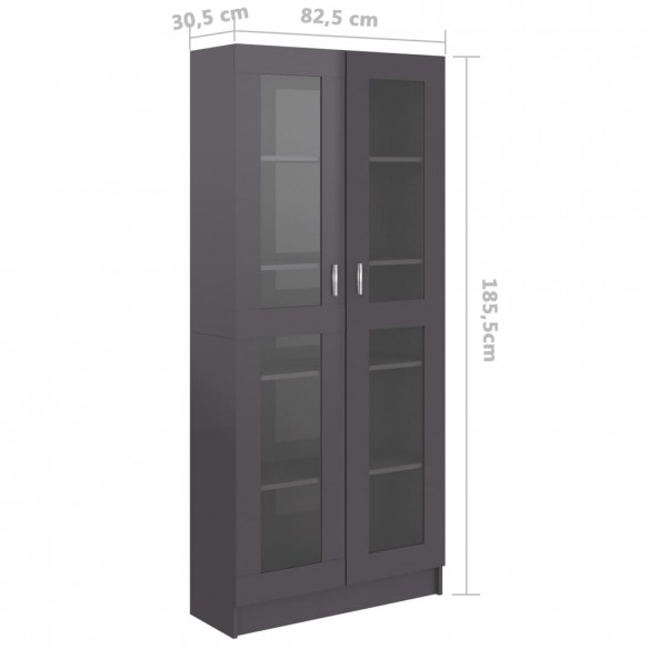 Armoire à vitrine Gris brillant 82,5x30,5x185,5 cm Aggloméré