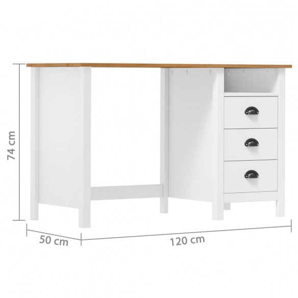 Bureau Hill avec 3 tiroirs 120x50x74 cm Pin solide