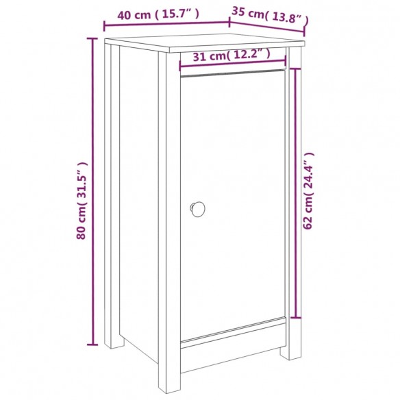 Buffet Blanc 40x35x80 cm Bois massif de pin