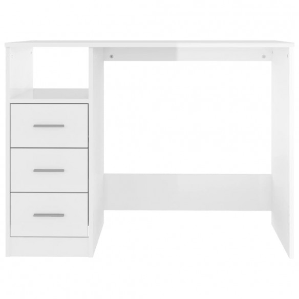 Bureau et tiroirs Blanc brillant 102x50x76 cm Bois d'ingénierie