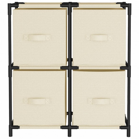 Armoire de rangement 4 paniers en tissu Crème 63x30x71 cm Acier