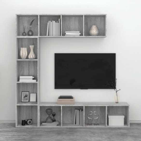 Ensemble bibliothèque/meuble TV 3 pcs Sonoma gris 180x30x180 cm