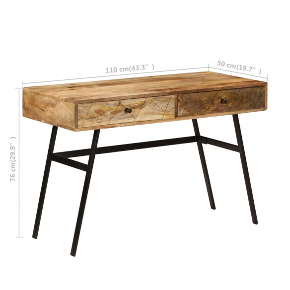 Bureau avec tiroirs Bois solide de manguier 110x50x76 cm