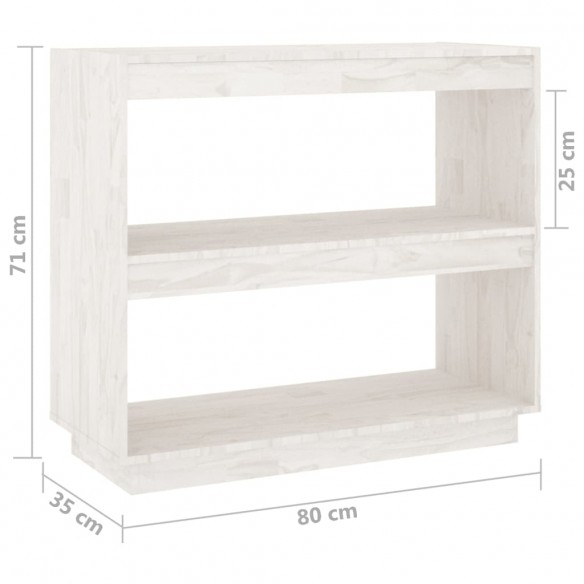 Bibliothèque Blanc 80x35x71 cm Bois de pin massif