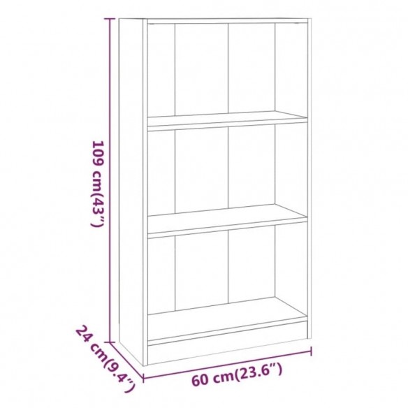 Bibliothèque Sonoma gris 60x24x109 cm Bois d'ingénierie