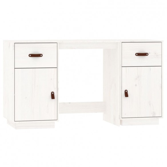 Bureau avec armoires Blanc 135x50x75 cm Bois massif de pin