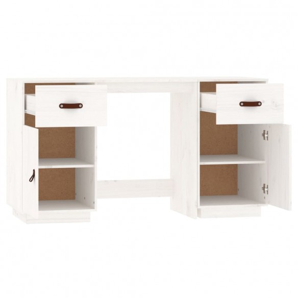 Bureau avec armoires Blanc 135x50x75 cm Bois massif de pin