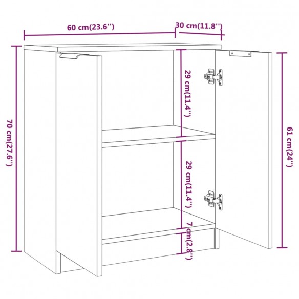 Buffet Gris béton 60x30x70 cm Bois d'ingénierie