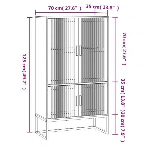 Buffet haut blanc 70x35x125 cm bois d'ingénierie