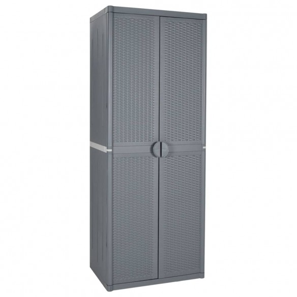 Armoire de rangement de jardin gris 65x45x172 cm PP rotin