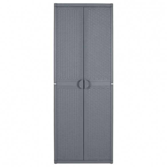 Armoire de rangement de jardin gris 65x45x172 cm PP rotin