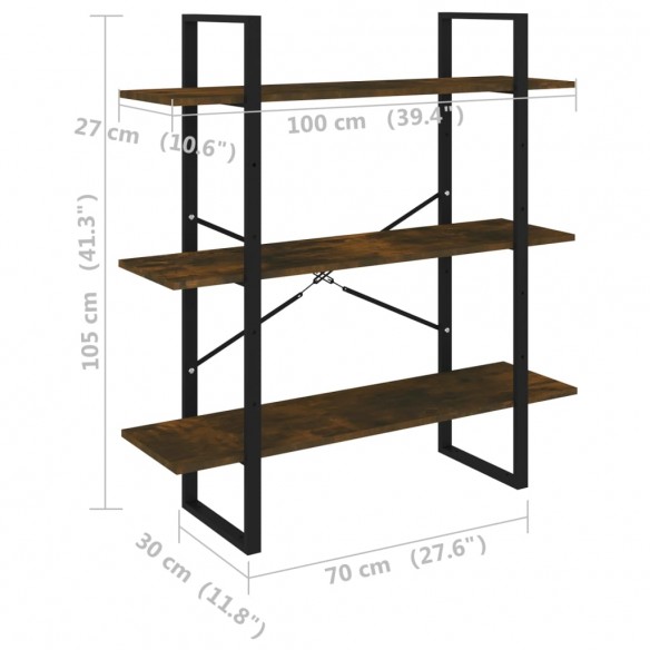 Bibliothèque Chêne fumé 100x30x105 cm Bois d'ingénierie