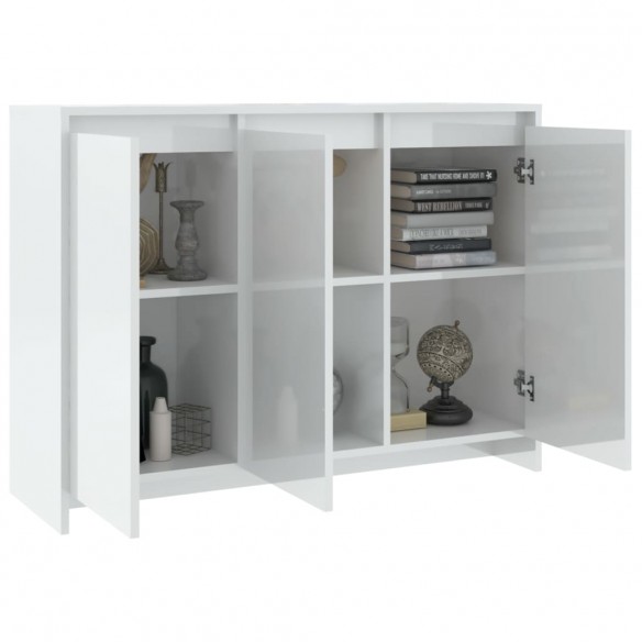 Buffet Blanc brillant 102x33x75 cm Aggloméré