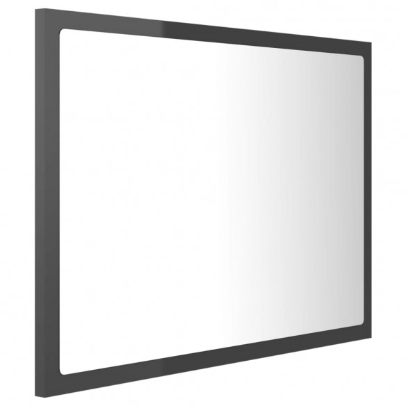 Miroir LED de salle de bain Gris brillant 60x8,5x37cm Acrylique