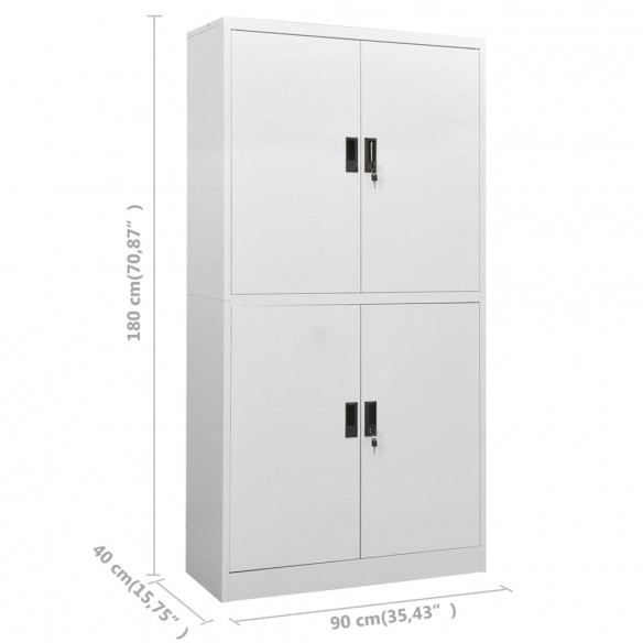 Armoire de bureau Gris clair 90x40x180 cm Acier