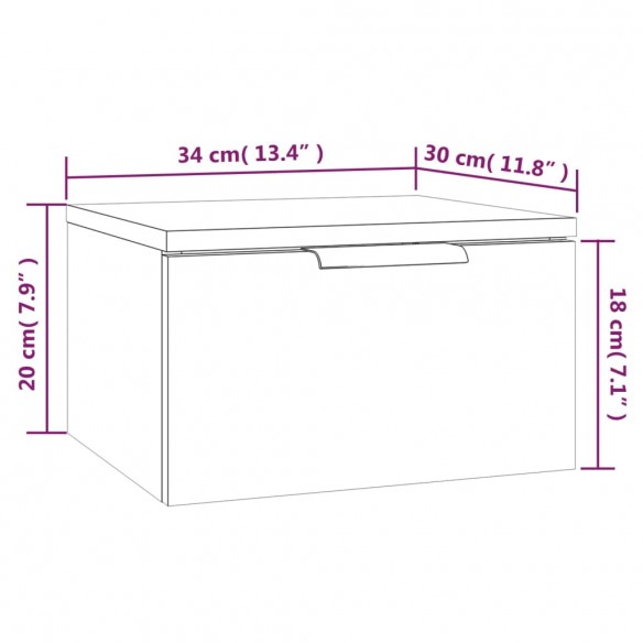 Table de chevet murale Chêne sonoma 34x30x20 cm