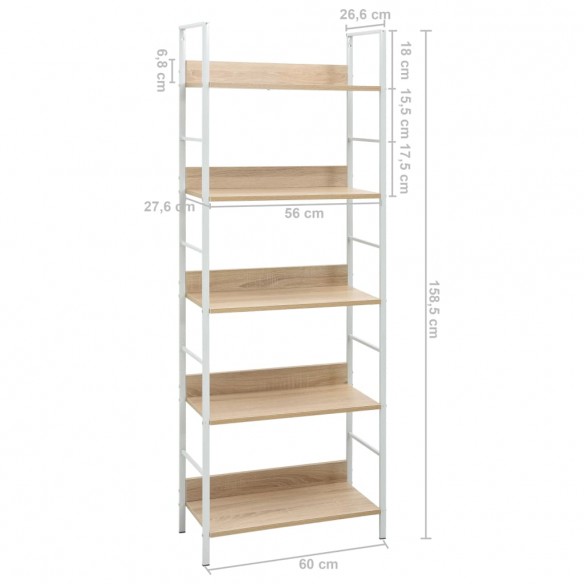 Bibliothèque à 5 niveaux chêne 60x27,6x158,5 cm bois ingénierie