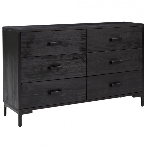 Buffet Noir 110x35x70 cm Bois de pin massif