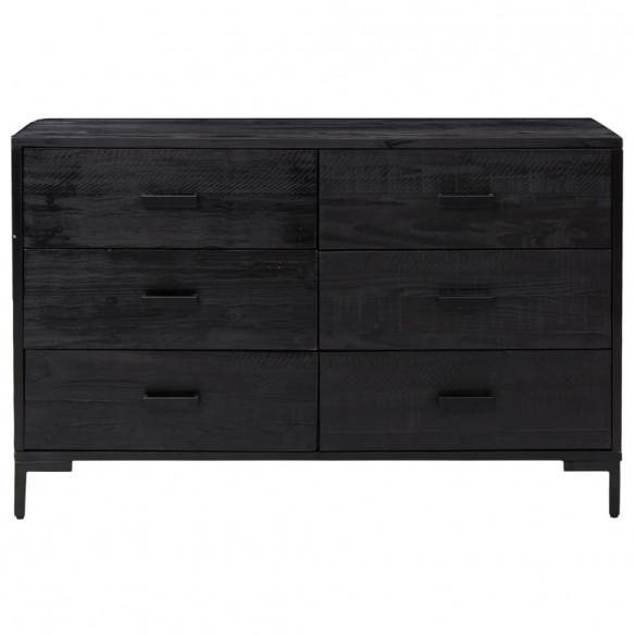 Buffet Noir 110x35x70 cm Bois de pin massif