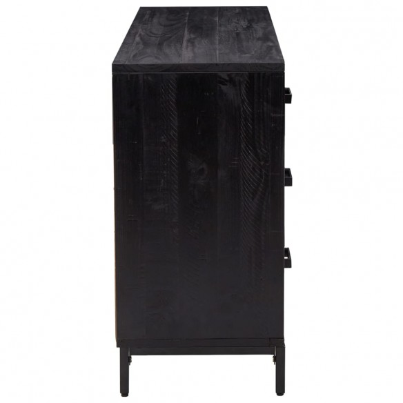 Buffet Noir 110x35x70 cm Bois de pin massif