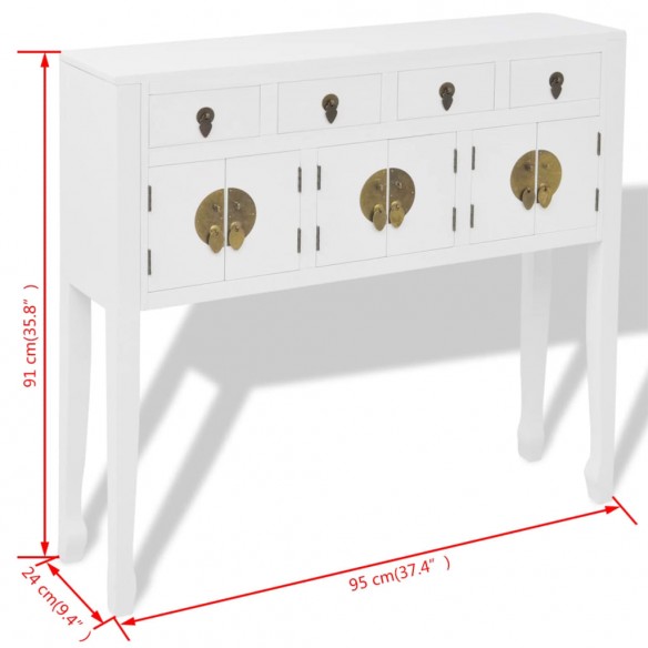 Buffet en style chinois en bois massif Blanc