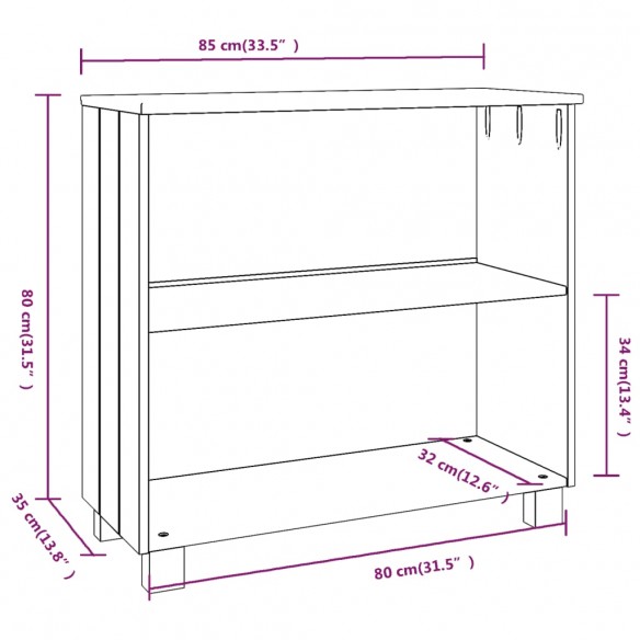 Buffet HAMAR Gris foncé 85x35x80 cm Bois massif de pin