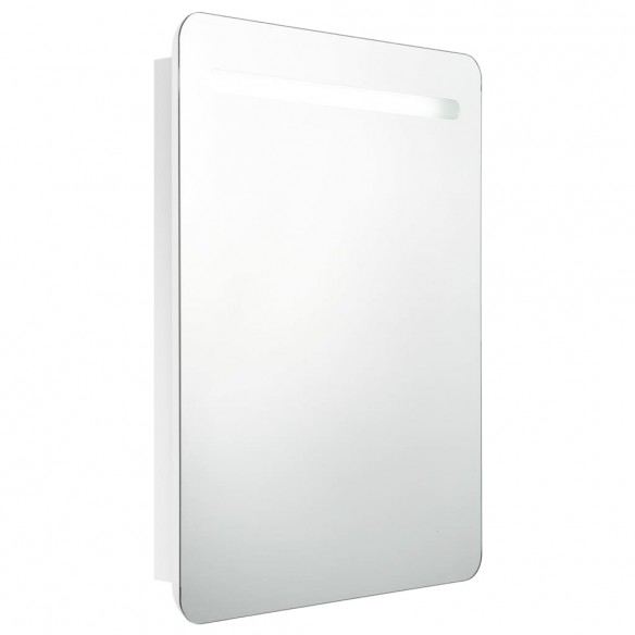 Armoire de salle de bain à miroir LED Blanc brillant 60x11x80cm