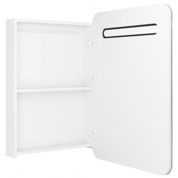 Armoire de salle de bain à miroir LED Blanc brillant 60x11x80cm