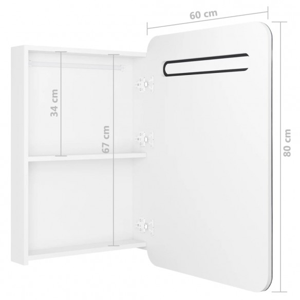 Armoire de salle de bain à miroir LED Blanc brillant 60x11x80cm