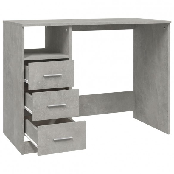 Bureau avec tiroirs Gris béton 102x50x76 cm Bois d'ingénierie