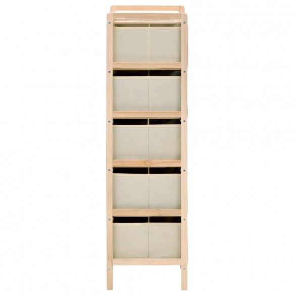 Étagère de rangement 5 paniers tissu bois de cèdre beige