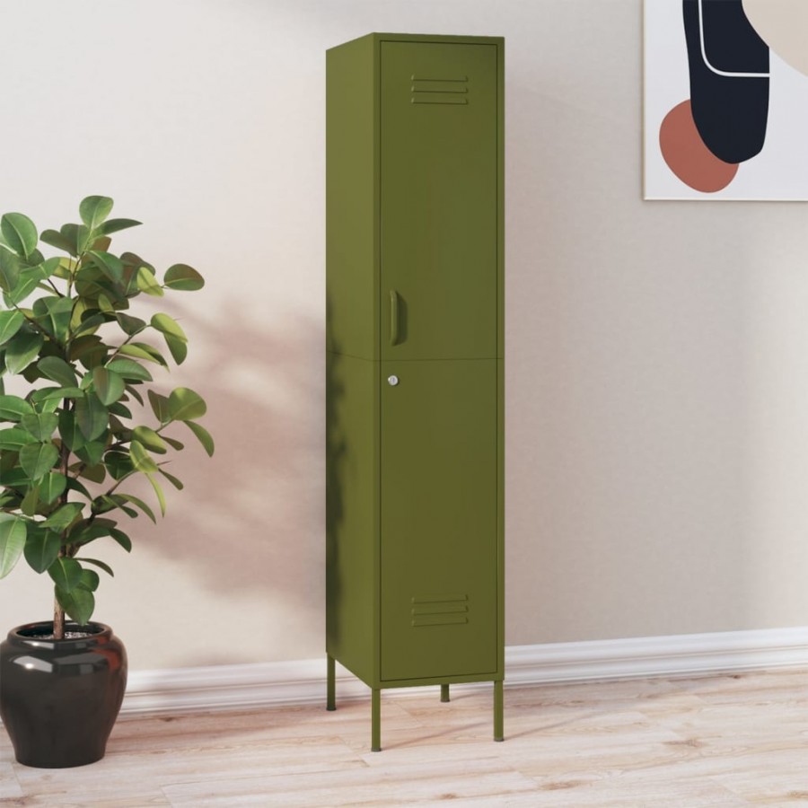 Armoire à casiers Vert olive 35x46x180 cm Acier